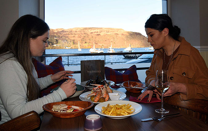 Sea Breezes Restaurant is based on Portree Pier and offers diners stunning Isle of Skye Sea views.